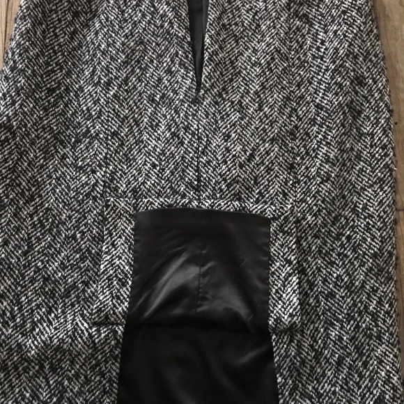 Pink Tartan Black and White Herringbone Wool Full Lined Pencil Skirt 10 Like New - Picture 14 of 16
